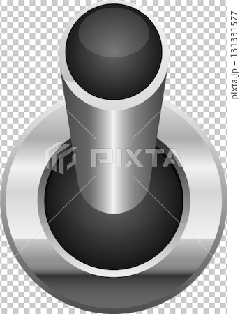 Close-up view of a metal switch with a cylindrical extension and a circular base plate. Close-up view of a metal switch with a cylindrical extension and a circular base plate. 131331577