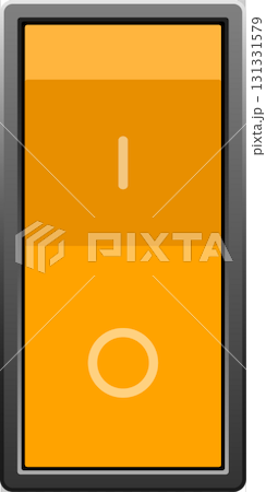 An orange switch with a gray border displays symbols for on and off functionality. Power control. An orange switch with a gray border displays symbols for on and off functionality. Power control. 131331579