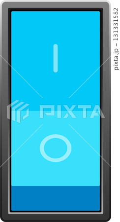 Blue switch in the on position. The button shows a line and a circle, indicating on. Blue switch in the on position. The button shows a line and a circle, indicating on. 131331582