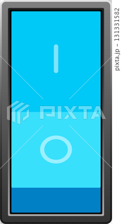 Blue switch in the on position. The button shows a line and a circle, indicating on. Blue switch in the on position. The button shows a line and a circle, indicating on. 131331582