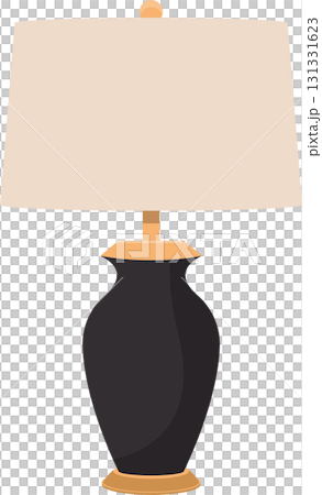 A bedside lamp with a tan shade and a dark-colored vase-shaped base, a cozy reading light. A bedside lamp with a tan shade and a dark-colored vase-shaped base, a cozy reading light. 131331623