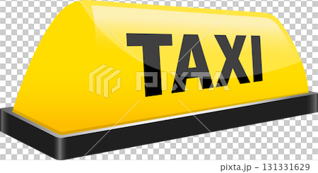 Illuminated taxi sign on black base, a bright beacon of transportation service availability. Illuminated taxi sign on black base, a bright beacon of transportation service availability. 131331629