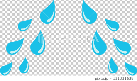 Tearful design featuring cartoon-style blue water droplets cascading against a black backdrop. 131331639