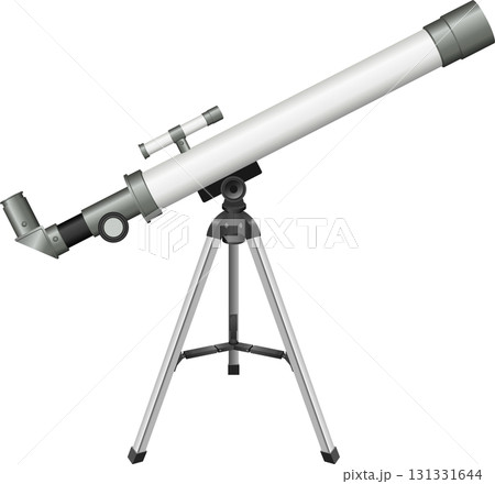 Telescope on a tripod with lens and other parts. Astronomy equipment for science and observing. 131331644
