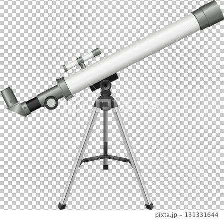 Telescope on a tripod with lens and other parts. Astronomy equipment for science and observing. 131331644
