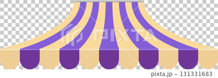 Striped purple and beige awning with a scalloped edge, evokes circus, market, or festive mood. Striped purple and beige awning with a scalloped edge, evokes circus, market, or festive mood. 131331683