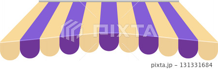 Striped canopy in alternating purple and tan colors providing shade to the shop underneath. Striped canopy in alternating purple and tan colors providing shade to the shop underneath. 131331684