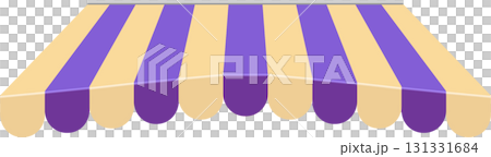Striped canopy in alternating purple and tan colors providing shade to the shop underneath. Striped canopy in alternating purple and tan colors providing shade to the shop underneath. 131331684