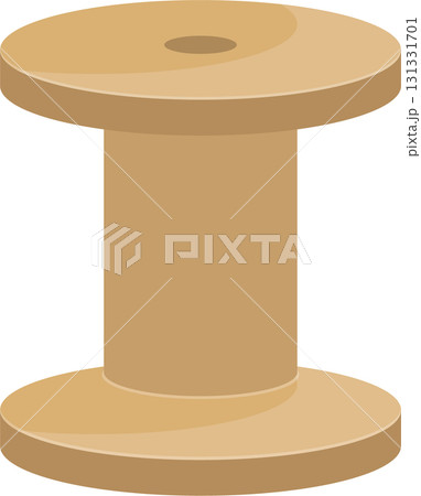 An isolated tan spool used to hold thread, yarn, and other materials. Sewing and craft supply. An isolated tan spool used to hold thread, yarn, and other materials. Sewing and craft supply. 131331701
