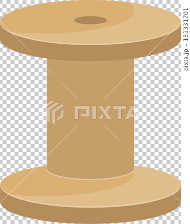 An isolated tan spool used to hold thread, yarn, and other materials. Sewing and craft supply. An isolated tan spool used to hold thread, yarn, and other materials. Sewing and craft supply. 131331701