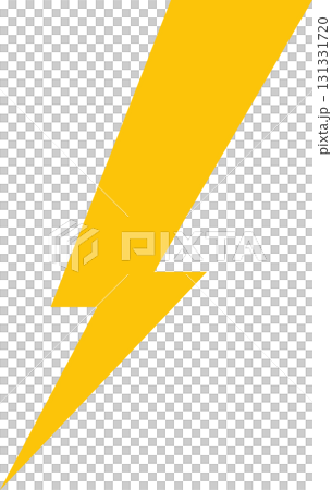 A striking yellow lightning bolt symbol diagonally angled against a stark black background. A striking yellow lightning bolt symbol diagonally angled against a stark black background. 131331720