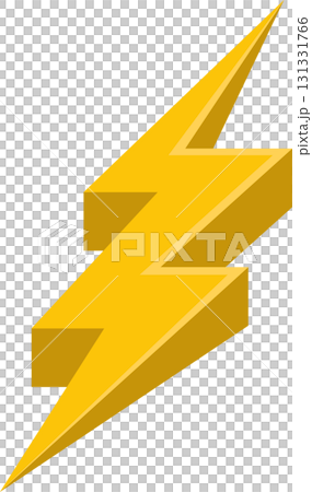 Golden yellow lightning bolt symbol against a black background, representing energy and power. Golden yellow lightning bolt symbol against a black background, representing energy and power. 131331766