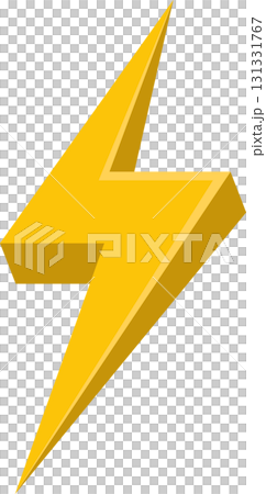 3D Yellow Lightning Bolt against Black Background. Electricity, power, danger, energy concept. 131331767