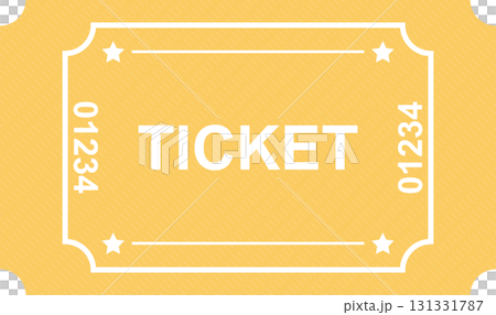 A yellow and white ticket with the word TICKET and a five-digit number. It looks generic. 131331787