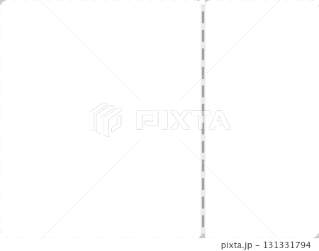 Blank ticket stub featuring rounded corners and a perforated line for detachment purposes. 131331794