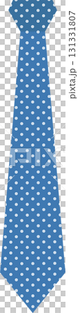 A blue necktie with a pattern of repeating light blue dots, business or formal wear accessory. 131331807