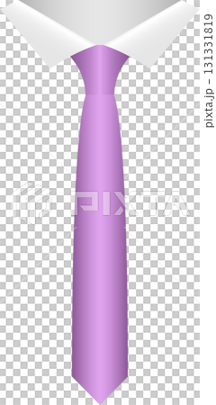 A pastel purple necktie sits beneath a white dress shirt collar on a solid black background. A pastel purple necktie sits beneath a white dress shirt collar on a solid black background. 131331819