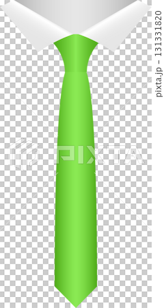 Bright green tie, white shirt collar, simple design on black background, clothing item for men Bright green tie, white shirt collar, simple design on black background, clothing item for men 131331820