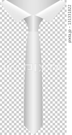 A simple, solid white necktie with shirt collar set against a black backdrop for stark contrast. A simple, solid white necktie with shirt collar set against a black backdrop for stark contrast. 131331822