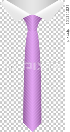 Lavender tie against a crisp white shirt collar, perfect for formal or business casual events. 131331825