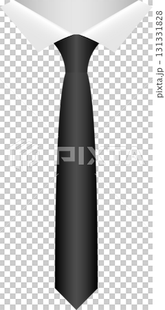 A stark digital illustration presents a stark white shirt collar paired with a sleek black tie. A stark digital illustration presents a stark white shirt collar paired with a sleek black tie. 131331828