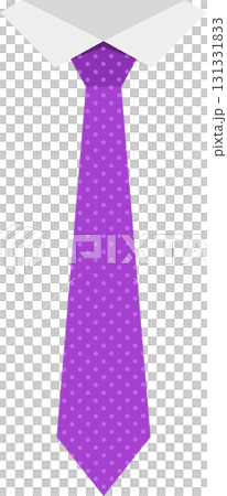 A purple tie with small light purple dots, displayed with a white collar; professional attire. 131331833