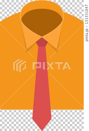 A vibrant yellow collared shirt paired with a red tie, a classic professional look. Simple design. 131331847