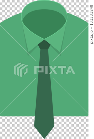 A neatly presented green dress shirt with a matching tie, radiating a sense of refined style. 131331849