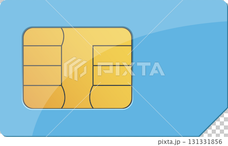 Light blue SIM card with gold chip, essential for cellular connectivity in modern devices. Light blue SIM card with gold chip, essential for cellular connectivity in modern devices. 131331856