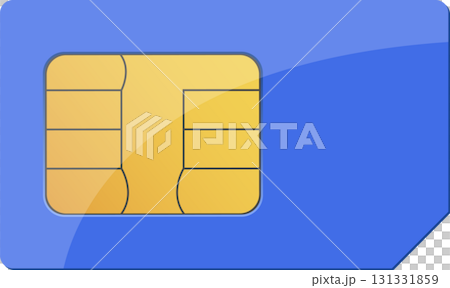 Illustration of a blue SIM card with gold electronic contacts for mobile phone connectivity. Illustration of a blue SIM card with gold electronic contacts for mobile phone connectivity. 131331859