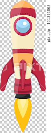Cartoon rocket ship launching into space, vibrant colors and classic design. Adventure awaits! Cartoon rocket ship launching into space, vibrant colors and classic design. Adventure awaits! 131331868