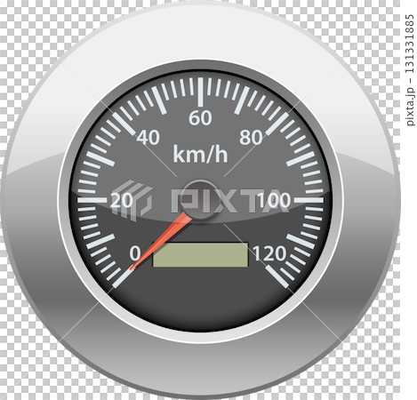 Speedometer showing 0 km/h, with a gray...のイラスト素材 [131331885] - PIXTA