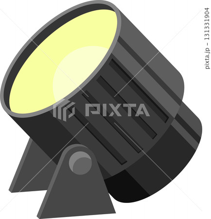 A spotlight shines, casting a bright glow in the darkness, highlighting a specific object. 131331904