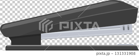 Illustration of a dark grey stapler on a white background, ideal for office or school supplies. 131331908