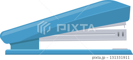 A light blue and grey stapler rests against a dark background, ready to bind documents. A light blue and grey stapler rests against a dark background, ready to bind documents. 131331911