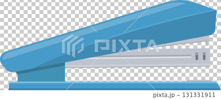 A light blue and grey stapler rests against a dark background, ready to bind documents. A light blue and grey stapler rests against a dark background, ready to bind documents. 131331911