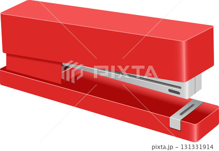 A vibrant red stapler, perfect for office or school use. A necessary item for paperwork. A vibrant red stapler, perfect for office or school use. A necessary item for paperwork. 131331914