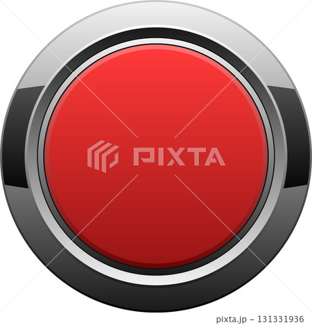 A bold red button with a metallic border, suggesting a control, emergency, or alert system. 131331936