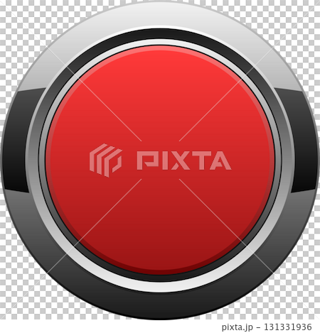 A bold red button with a metallic border, suggesting a control, emergency, or alert system. A bold red button with a metallic border, suggesting a control, emergency, or alert system. 131331936