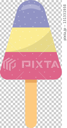 A colorful popsicle with layered fruity flavors, perfect for cooling down on a hot summer day. 131331938