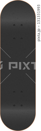 A close-up shot of the top-side of a black skateboard, emphasizing texture and the screws. A close-up shot of the top-side of a black skateboard, emphasizing texture and the screws. 131331993