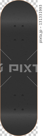 A close-up shot of the top-side of a black skateboard, emphasizing texture and the screws. A close-up shot of the top-side of a black skateboard, emphasizing texture and the screws. 131331993