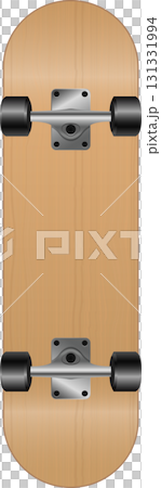 Wooden skateboard deck with trucks and wheels, ideal for skating and extreme sport enthusiasts. Wooden skateboard deck with trucks and wheels, ideal for skating and extreme sport enthusiasts. 131331994