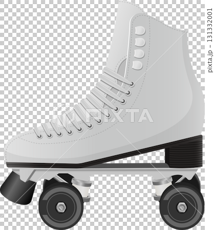 A classic white roller skate with black wheels and toe stop for retro skating fun and recreation. 131332001