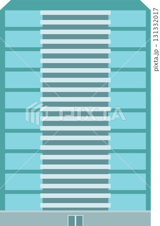 Illustration of a tall, contemporary building with a flat roof and repeating window pattern. 131332017