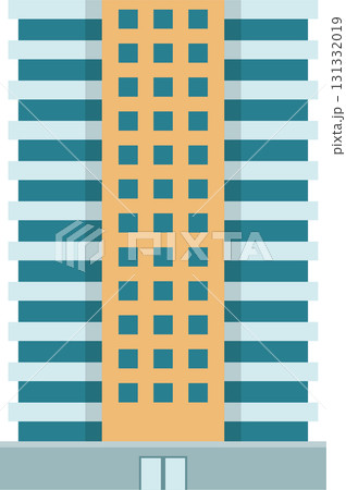Tall Apartment Building Facade with Multiple Windows and Tan Exterior Panels - City Living 131332019