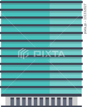Vector illustration of a building facade with horizontal architectural elements in blue and grey. Vector illustration of a building facade with horizontal architectural elements in blue and grey. 131332027