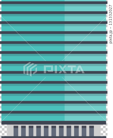 Vector illustration of a building facade with horizontal architectural elements in blue and grey. Vector illustration of a building facade with horizontal architectural elements in blue and grey. 131332027