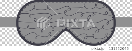 Gray sleep mask with squiggly lines for blocking out light and ensuring restful sleep and comfort. 131332046