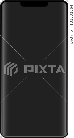 Sleek and modern frameless smartphone with a black screen providing a high-tech aesthetic. 131332064